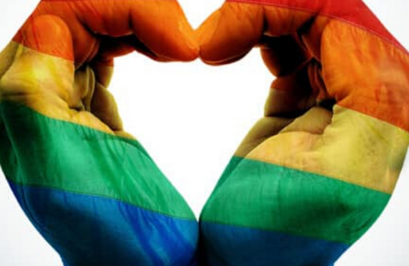 Annual Report cover.  Rainbow hands forming a heart shape.