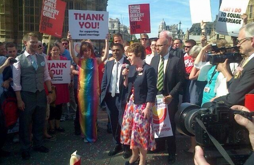 Baroness Stowell addresses the crowsds, LGBTory, equal marriage, same sex marria